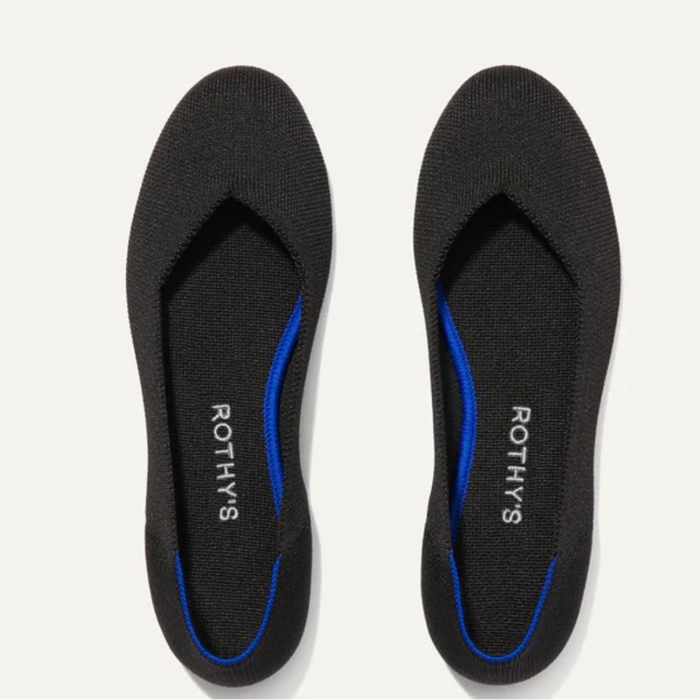 Rothy’s The Flat Black Blue Knit Ballet Flats Shoes Size 10.5